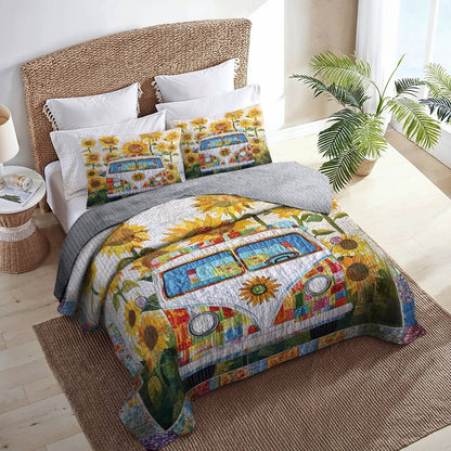 Shineful Flat Print All Season Quilt 3-Piece Set Sunshine Hippie Van