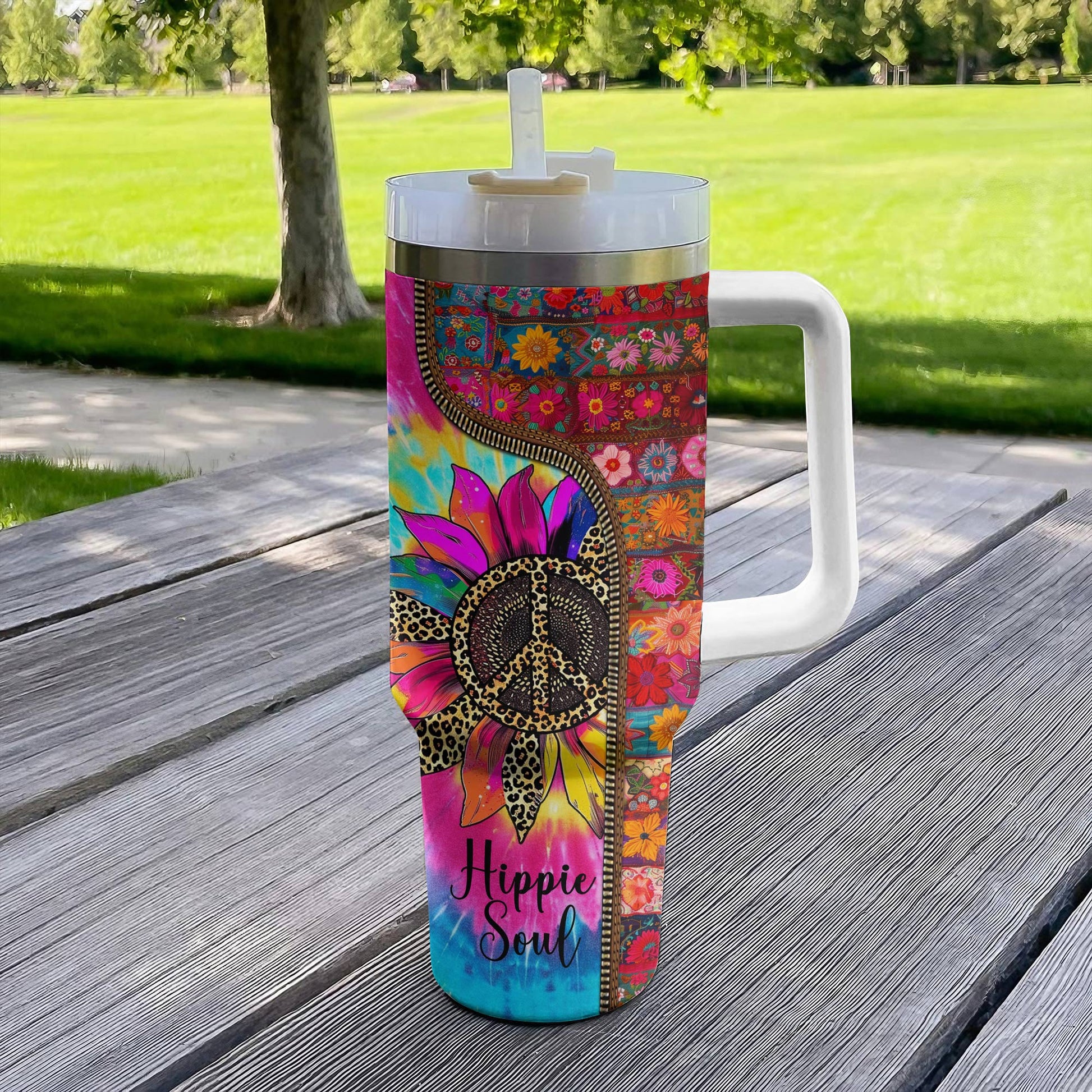 Hippie 40 Oz Shineful™ Tumbler Boho Sunflower Soul Tl10 White 40Oz