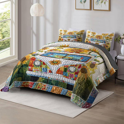 Shineful Flat Print All Season Quilt 3-Piece Set Sunshine Hippie Van