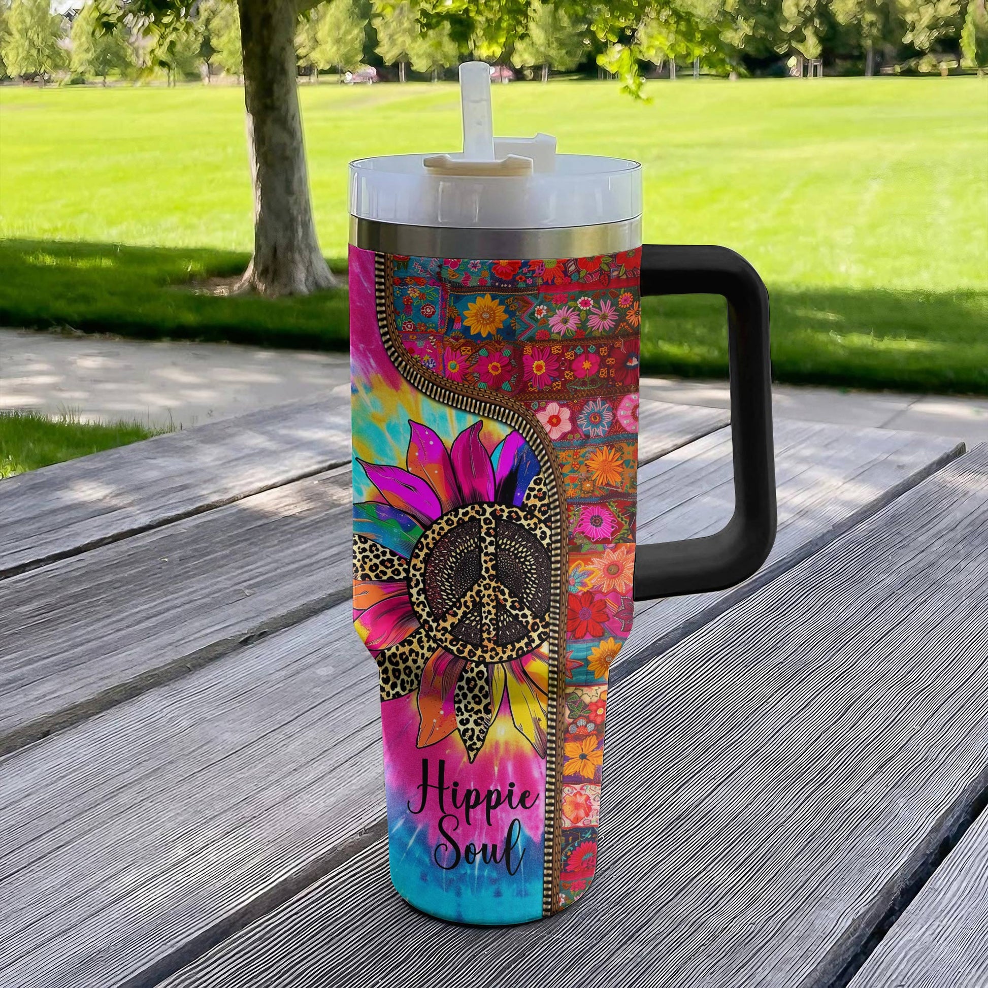 Hippie 40 Oz Shineful™ Tumbler Boho Sunflower Soul Tl10 Black 40Oz