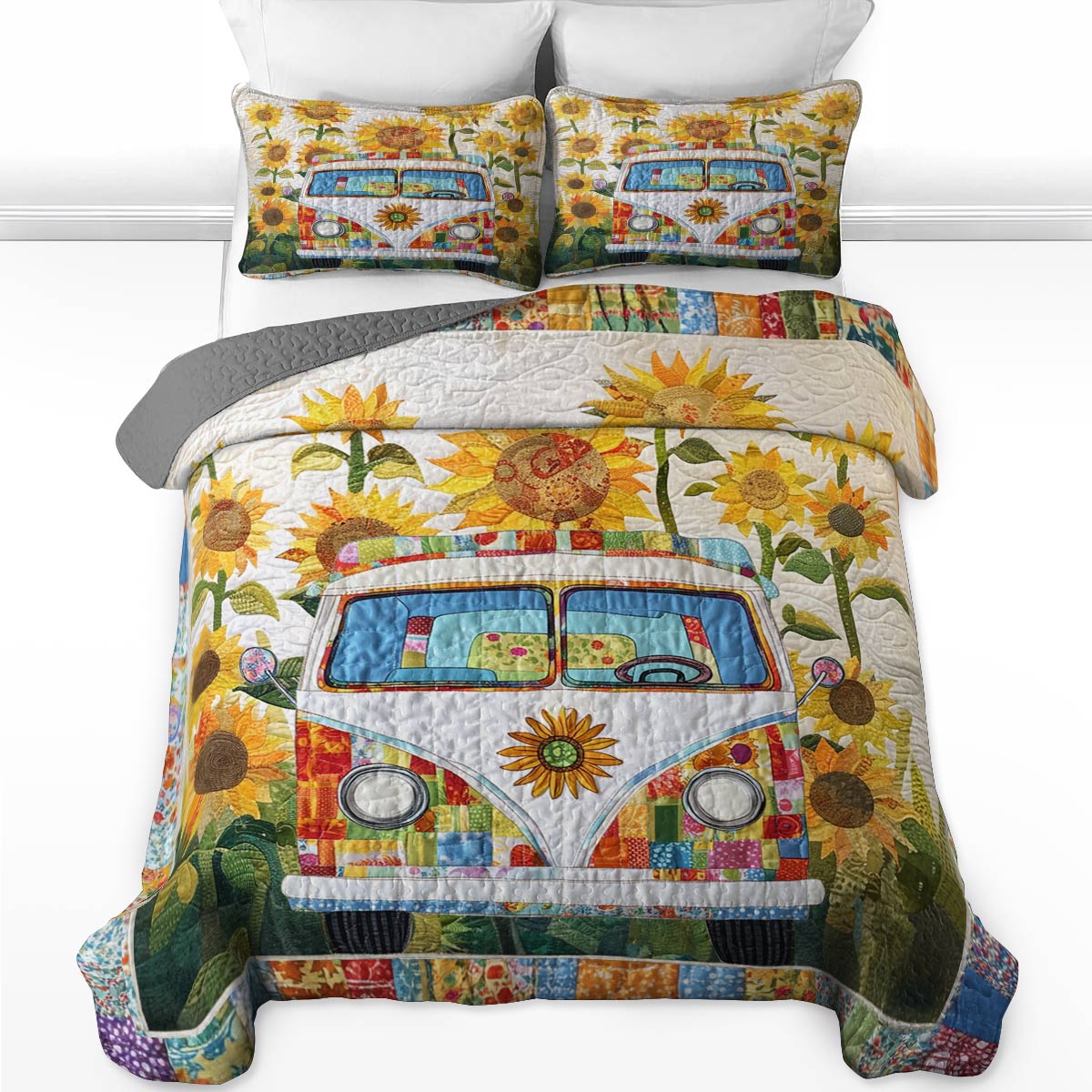 Shineful Flat Print All Season Quilt 3-Piece Set Sunshine Hippie Van