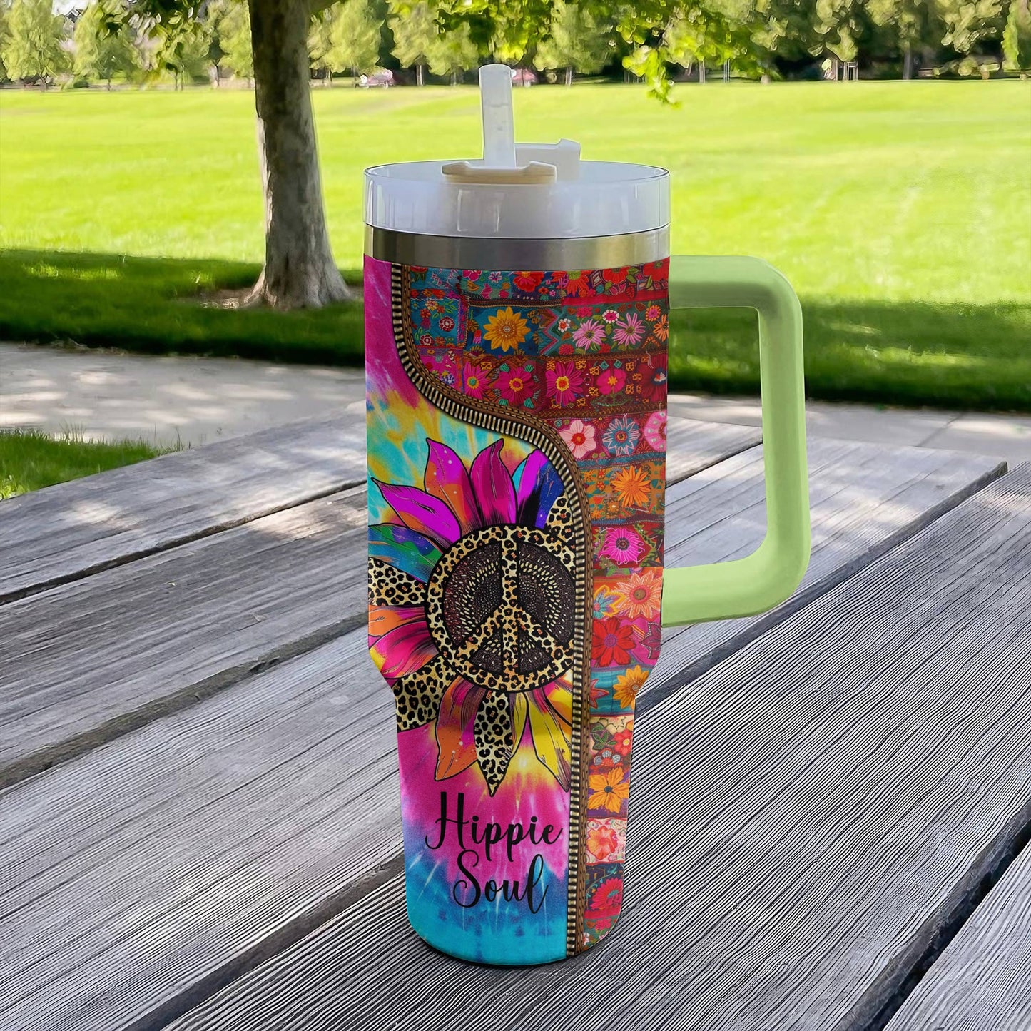 Hippie 40 Oz Shineful™ Tumbler Boho Sunflower Soul Tl10 Green 40Oz