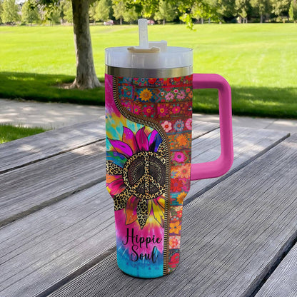 Hippie 40 Oz Shineful™ Tumbler Boho Sunflower Soul Tl10 Hot Pink 40Oz