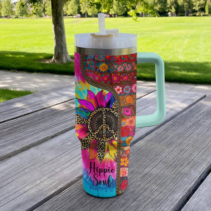 Hippie 40 Oz Shineful™ Tumbler Boho Sunflower Soul Tl10 Turquoise Blue 40Oz