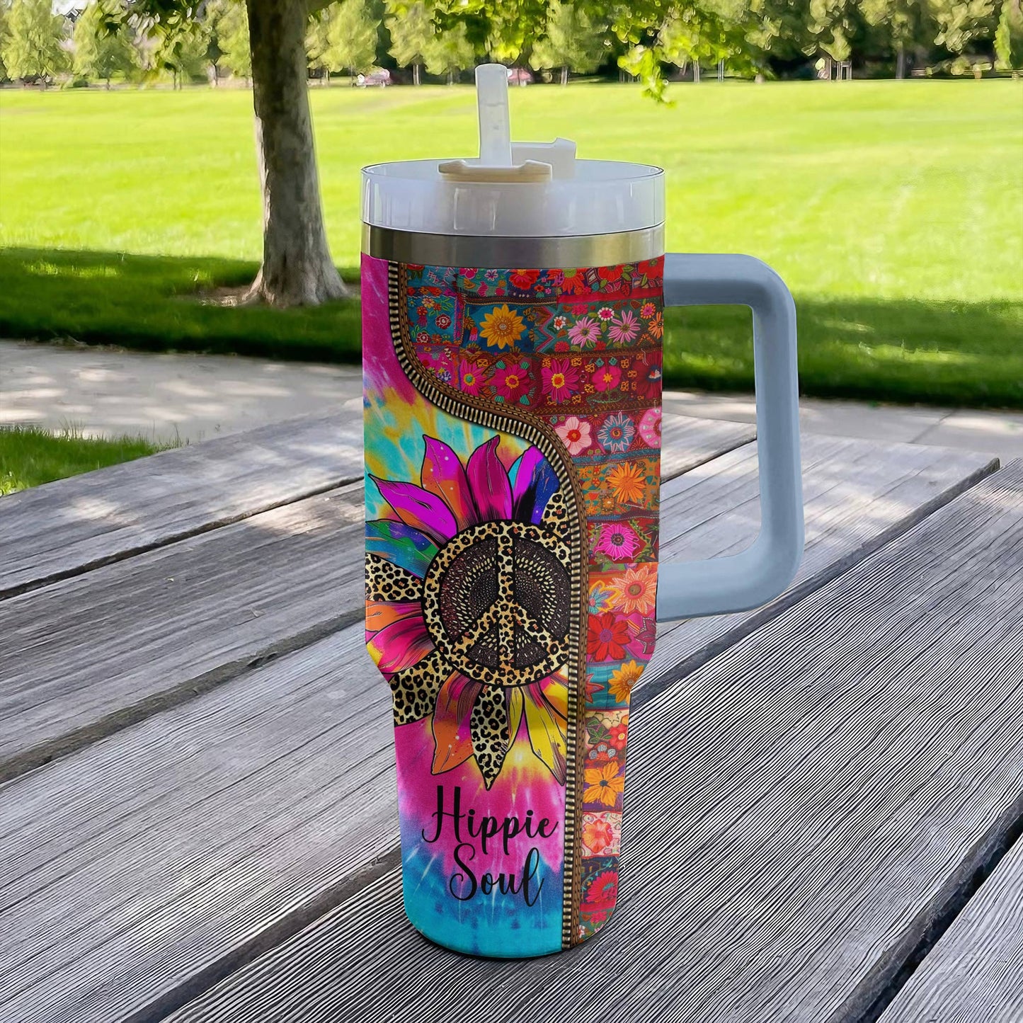 Hippie 40 Oz Shineful™ Tumbler Boho Sunflower Soul Tl10 Sky Blue 40Oz