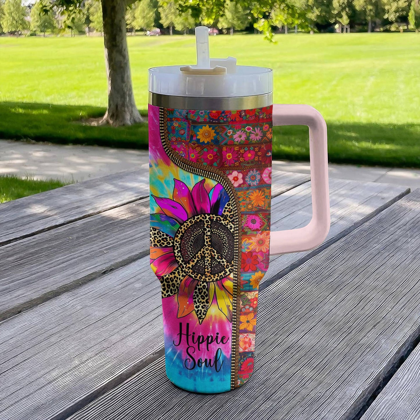 Hippie 40 Oz Shineful™ Tumbler Boho Sunflower Soul Tl10 Pink 40Oz