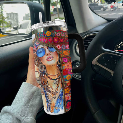 Hippie 40 Oz Shineful™ Tumbler Beautiful Girl Tl10 Black 40Oz