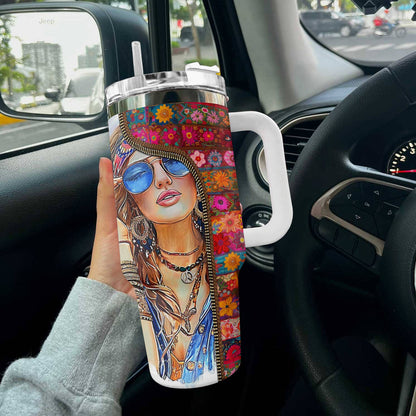 Hippie 40 Oz Shineful™ Tumbler Beautiful Girl Tl10 White 40Oz