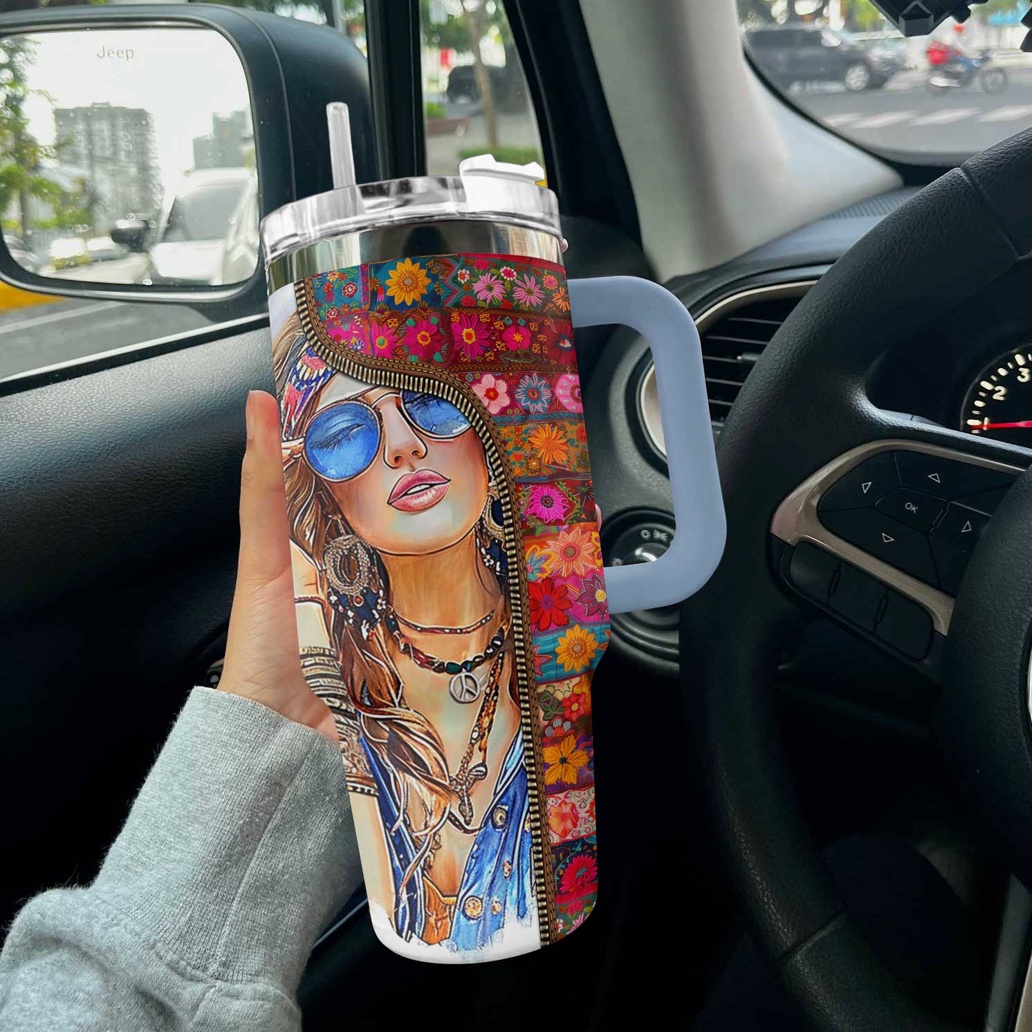 Hippie 40 Oz Shineful™ Tumbler Beautiful Girl Tl10 Sky Blue 40Oz