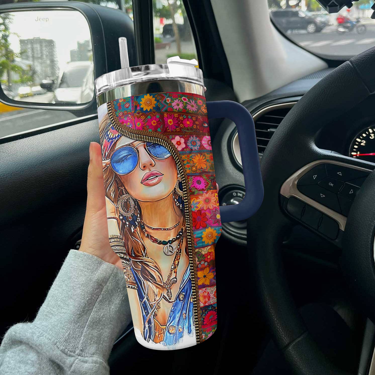 Hippie 40 Oz Shineful™ Tumbler Beautiful Girl Tl10 Navy 40Oz