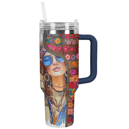 Hippie 40 Oz Shineful™ Tumbler Beautiful Girl Tl10 40Oz