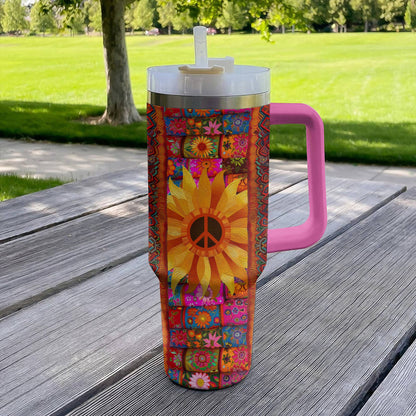 Hippie 40 Oz Shineful™ Tumbler Boho Sunflower Flowers Tl10 Hot Pink 40Oz