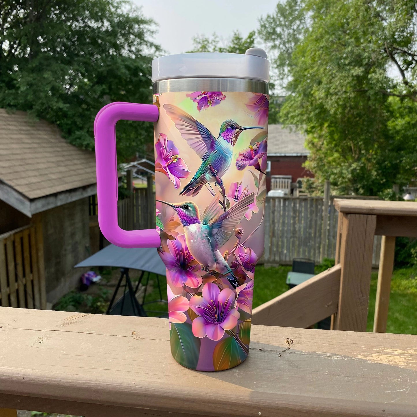 Shineful Tumbler Hummingbird Blossoms Harmony