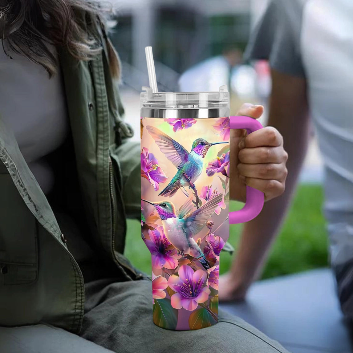 Shineful Tumbler Hummingbird Blossoms Harmony