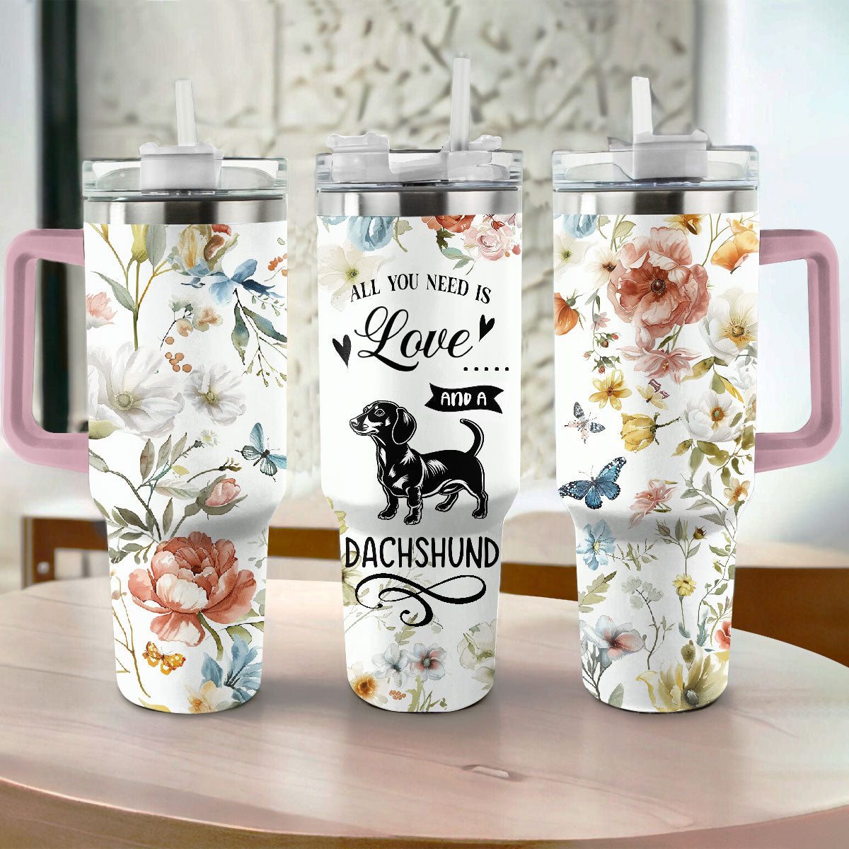 Shineful Tumbler Floral Dachshund