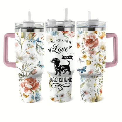 Shineful Tumbler Floral Dachshund