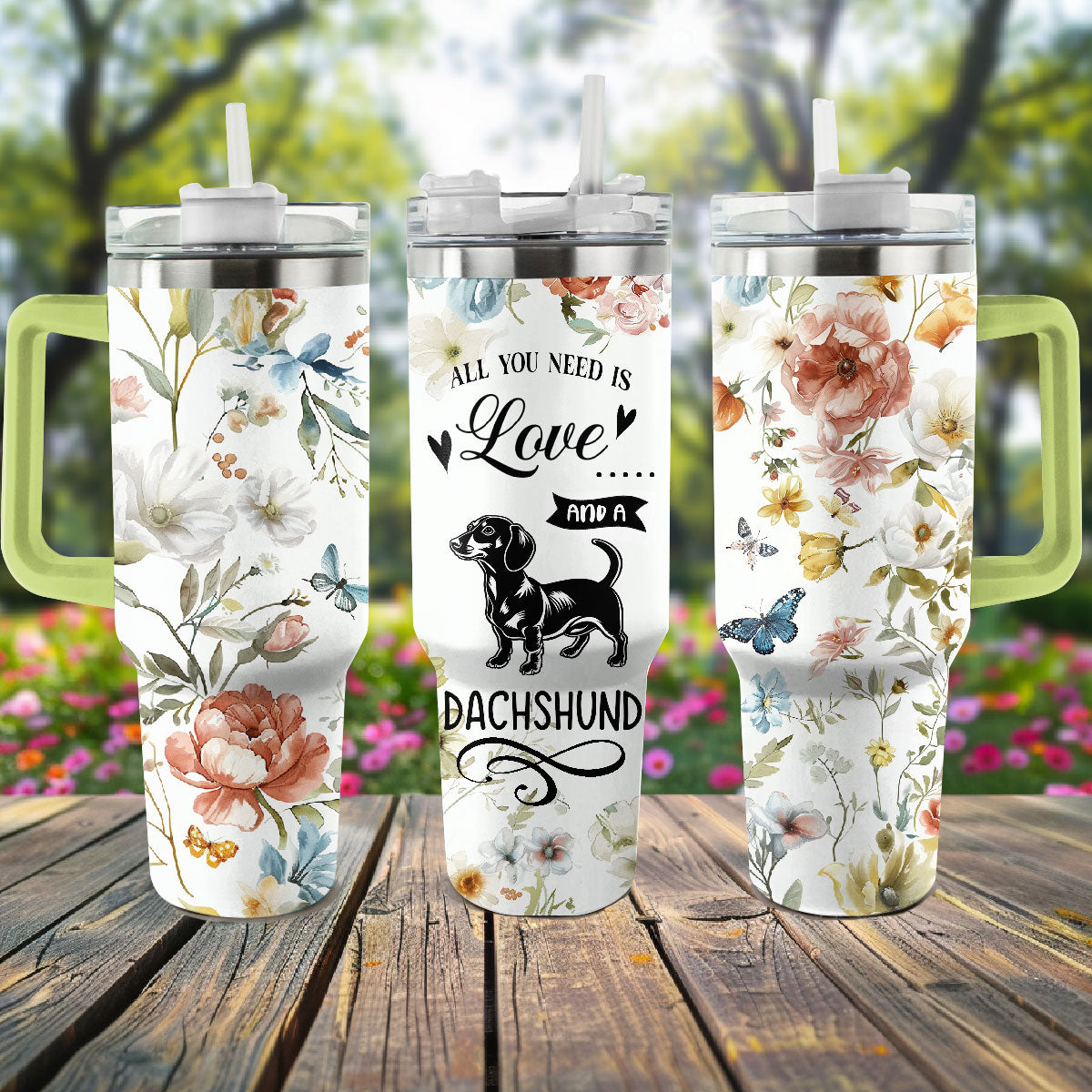 Shineful Tumbler Floral Dachshund