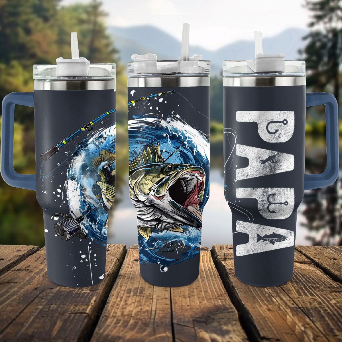 Shineful Tumbler Papa Fishing