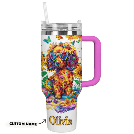 Shineful Tumbler Personalized Tropical Dachshund