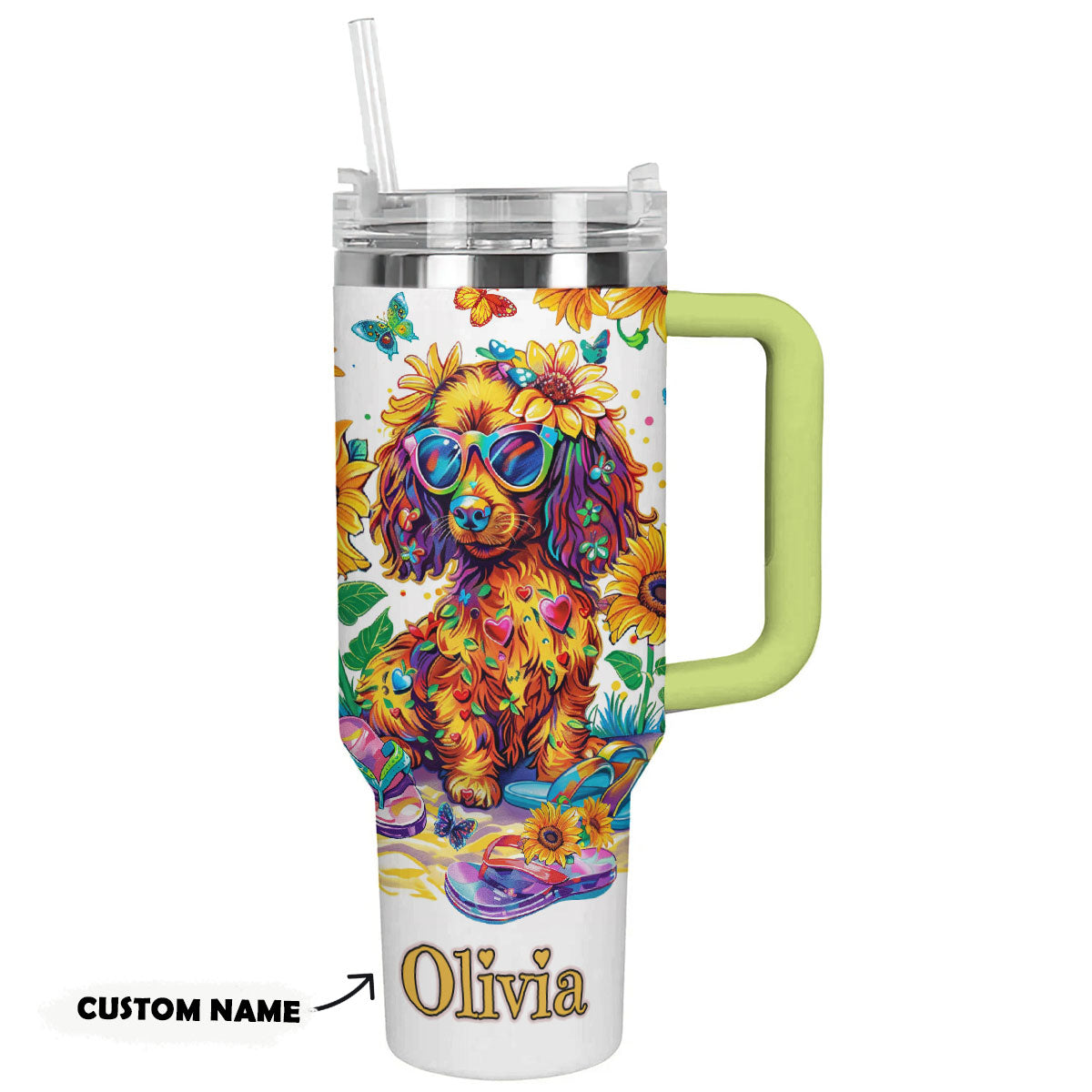 Shineful Tumbler Personalized Tropical Dachshund