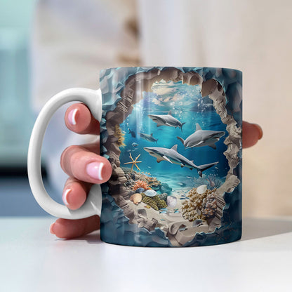 Tasse en céramique brillante Requin de l'océan