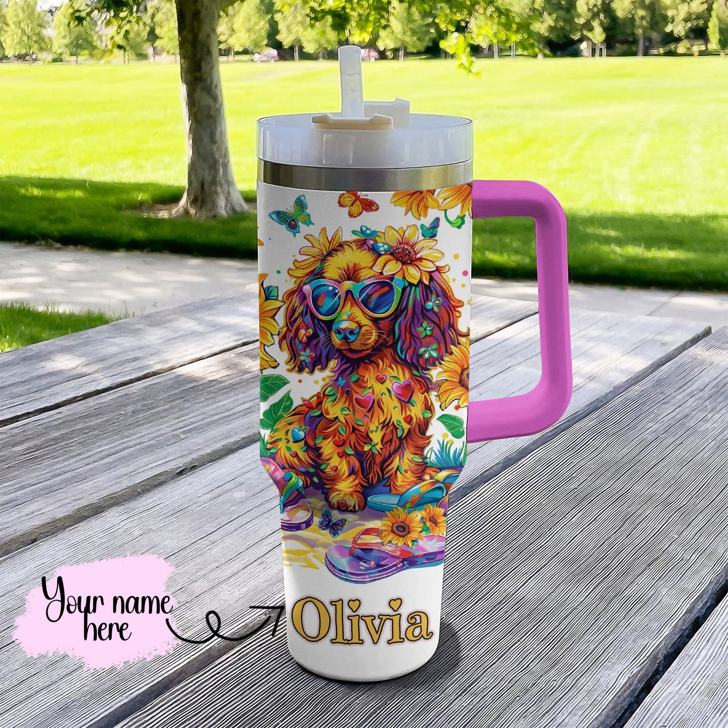 Shineful Tumbler Personalized Tropical Dachshund