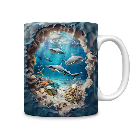 Tasse en céramique brillante Requin de l'océan