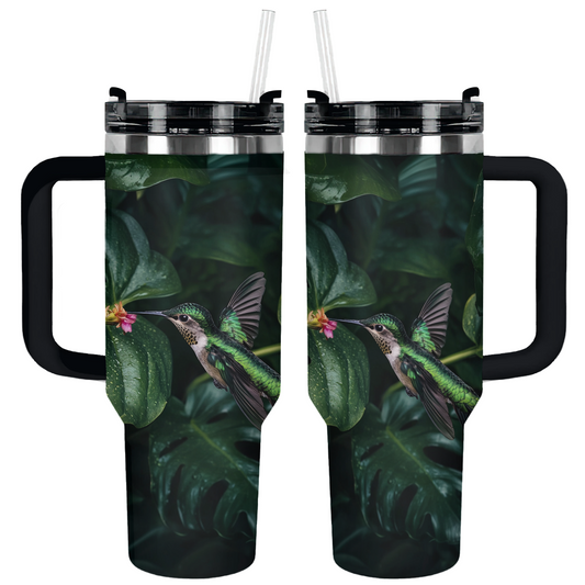 Verre brillant Harmonie Colibri et Monstera