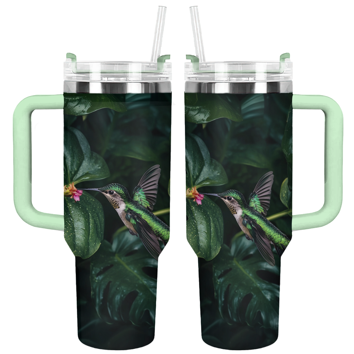 Shineful Tumbler Hummingbird & Monstera Harmony