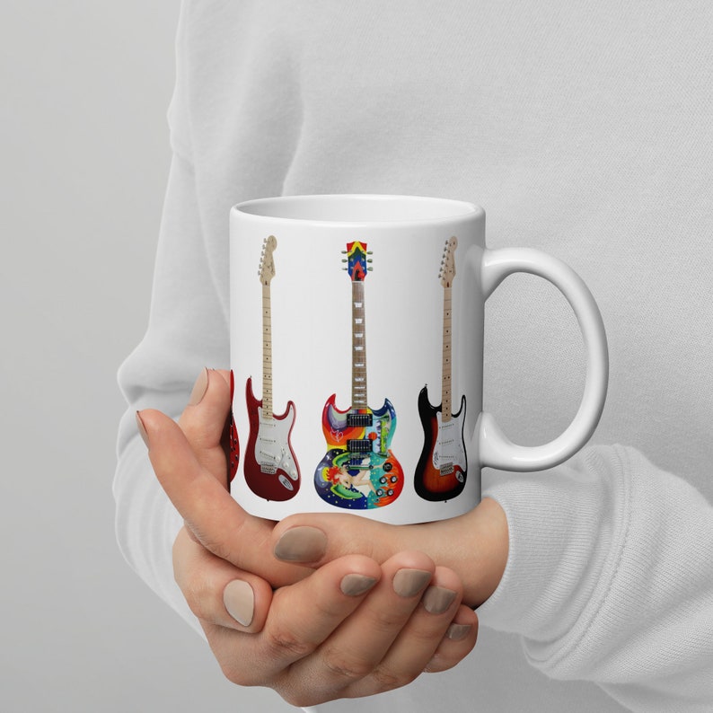 Shineful Ceramic 7 Famous Guitars Novelty Music Gift Mug