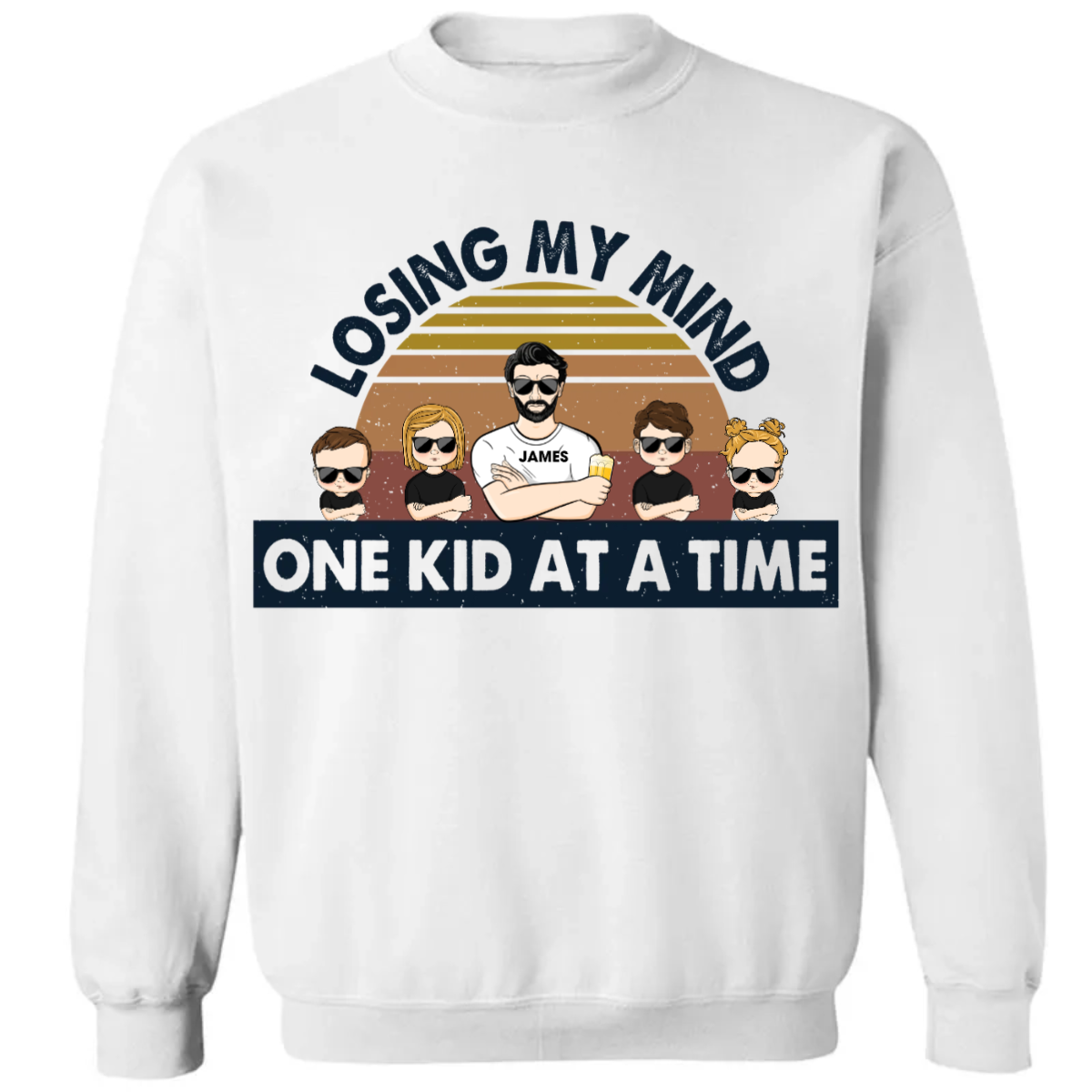 Shineful Dad Losing My Mind One Kid At A Time Fleece Crewneck Sweatshirt