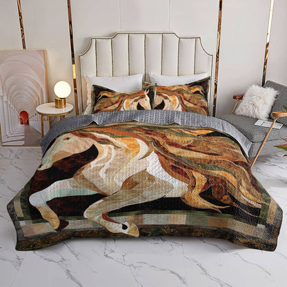 Horse Shineful All Season Quilt 3-Piece Set Equestrian Elegance