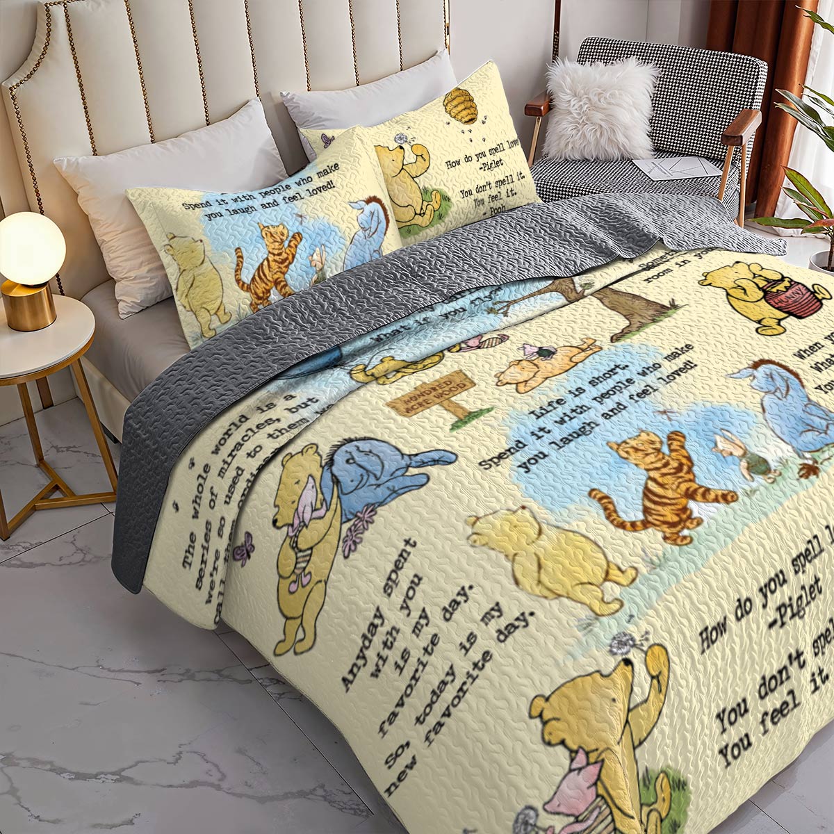 Shineful All Season Quilt 3-Piece Set Classic Honey Bear Wisdom