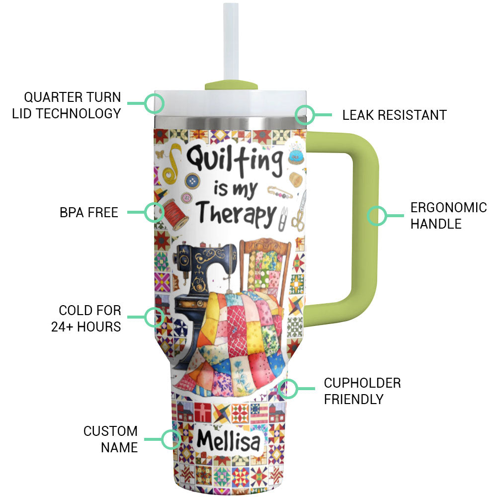 Sewing Lover Tumbler Personalized Quilting Is My Therapy