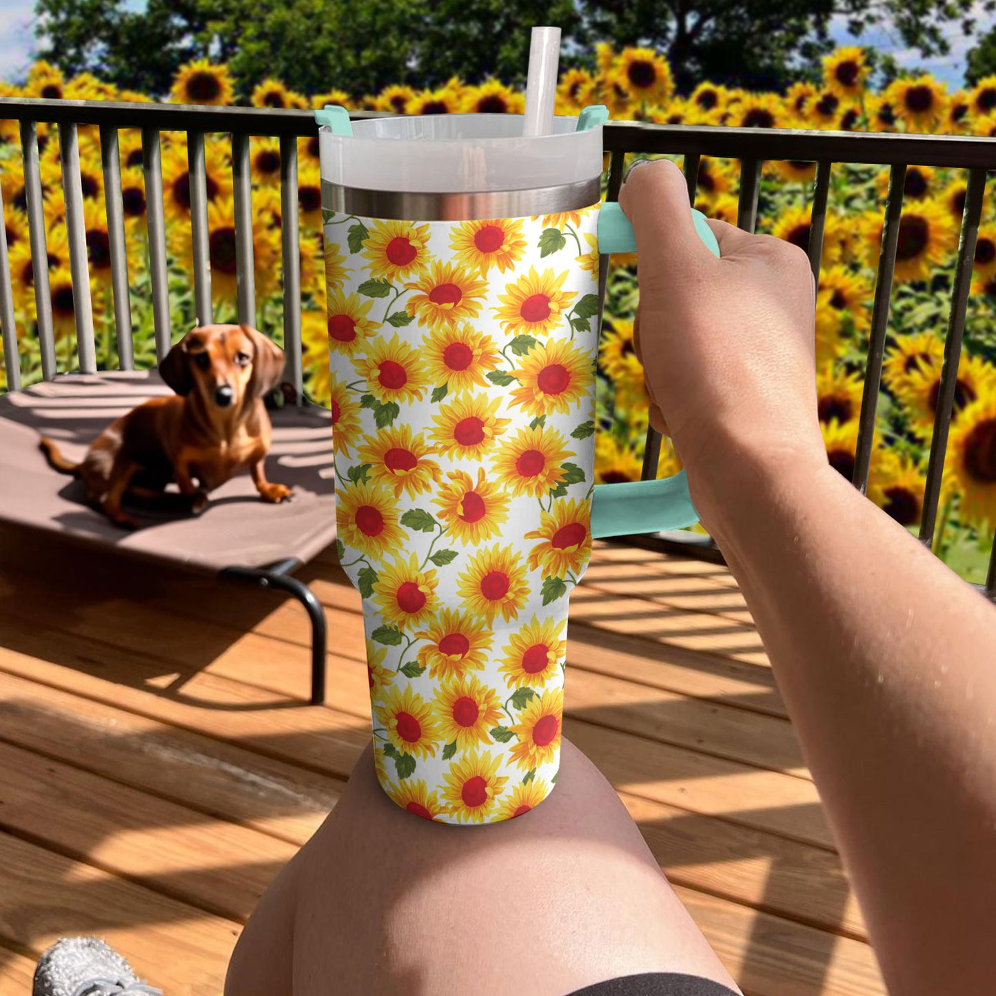 Shineful Tumbler Sunflower Pattern