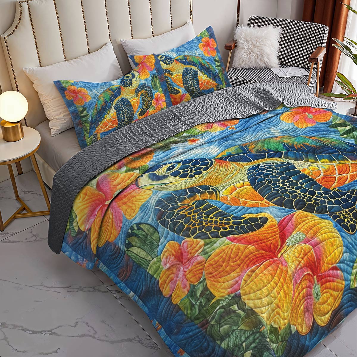 Turtle Shineful All Season Quilt 3-Piece Set Tropical Serenity