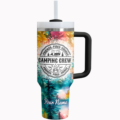 Camping Tumbler Shineful Camping Crew Friends Fire Drinks Personalized