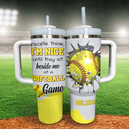 Softball Shiny Glossy Tumbler Ich bei einem Softball-Spiel