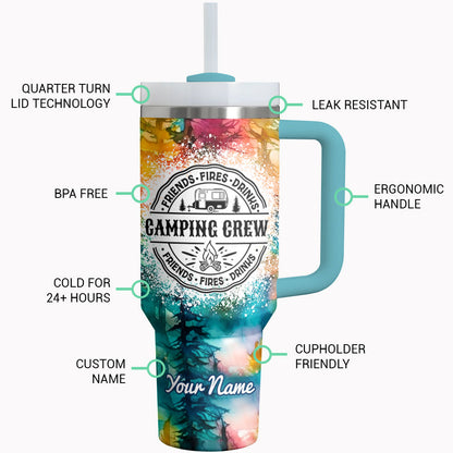 Camping Tumbler Shineful Camping Crew Friends Fire Drinks Personalized