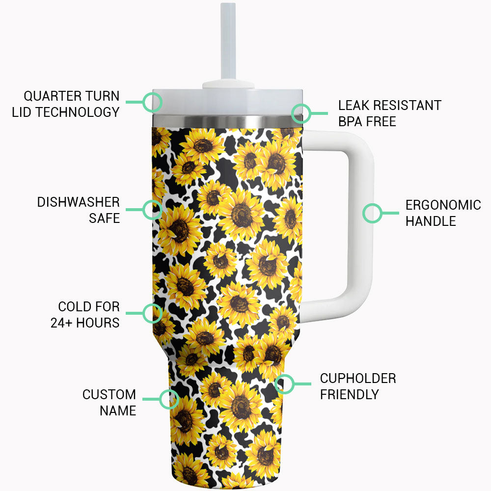 Sunflower Shineful Tumbler Sunflower Cow Pattern