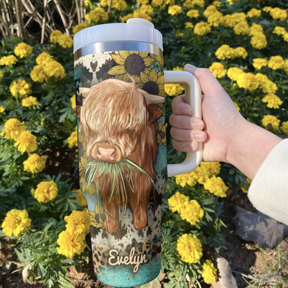 Highland Cow Tumbler Shineful Moo-tivational Drive Personalized