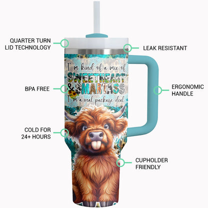 Highland Cow Shineful Tumbler 40/30oz A Mix Of Sweetheart & Smartass