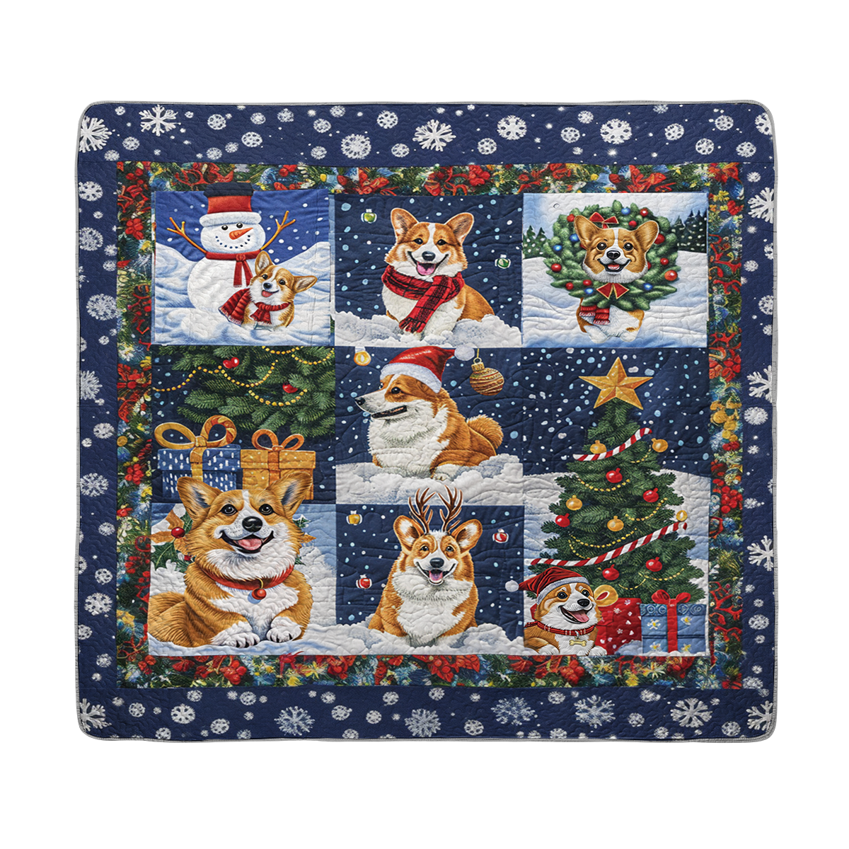 Shineful All Season Quilt 3-Piece Set Christmas Corgi Love