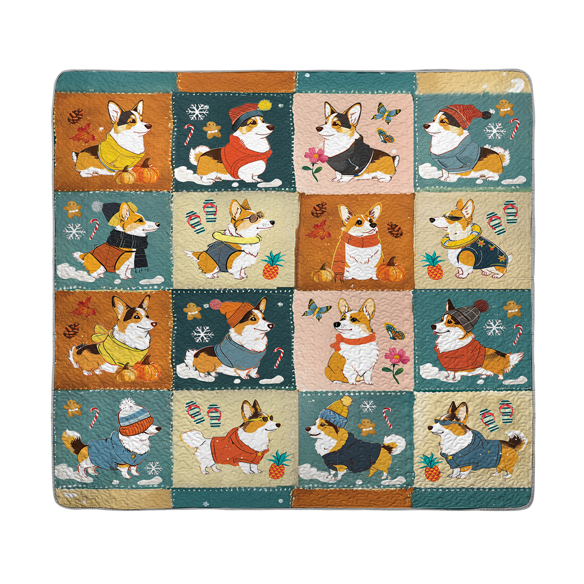 Shineful All Season Quilt 3-Piece Set Four Seasons Corgi Charm