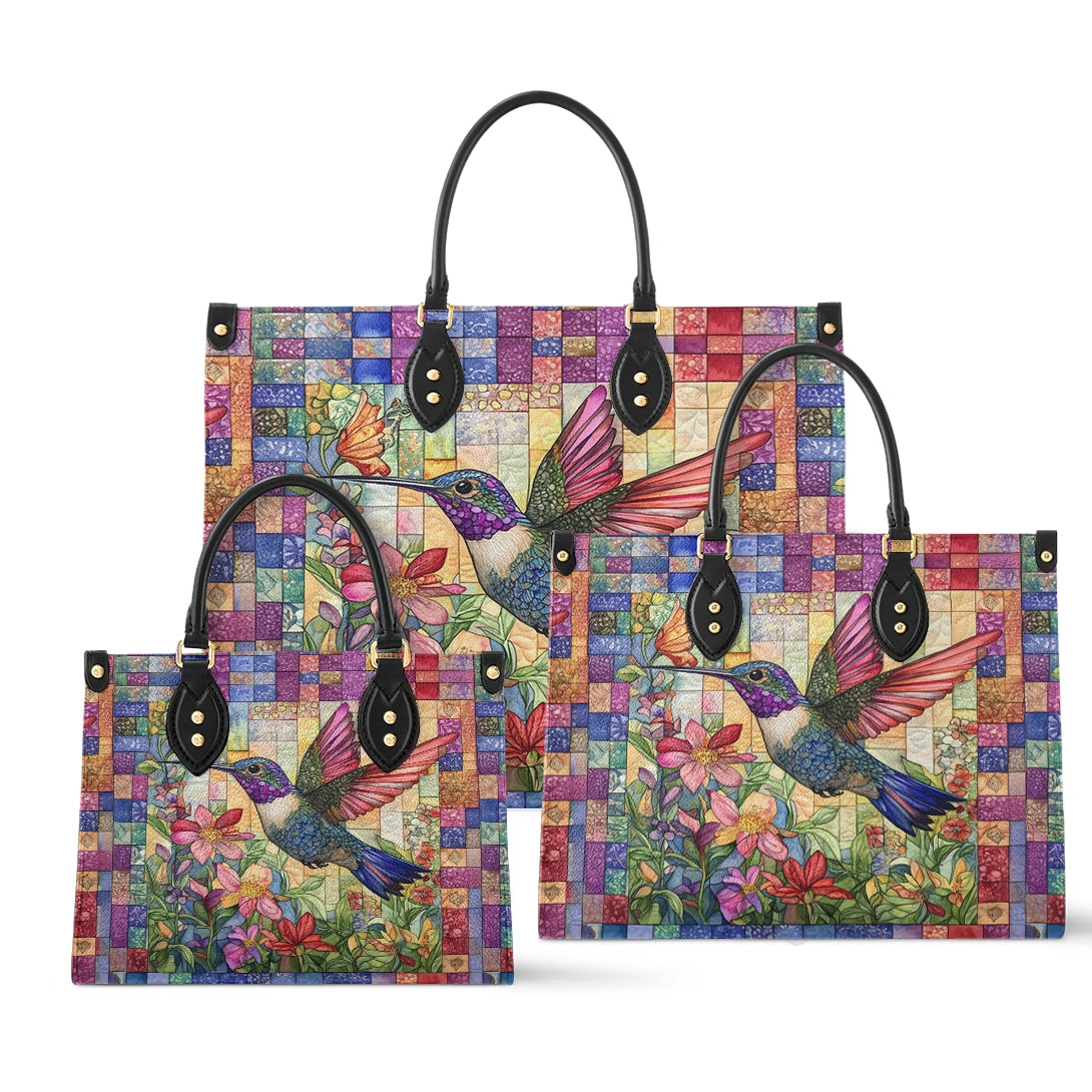 Sac en cuir brillant Jardin de colibris vibrant