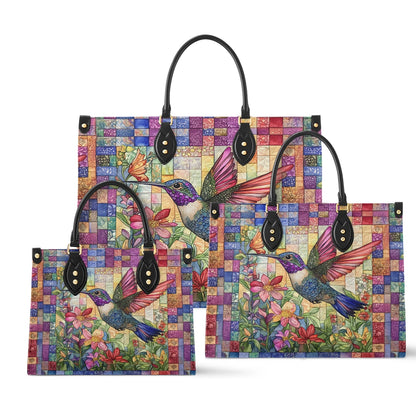 Shineful Leather Bag Vibrant Hummingbird Garden