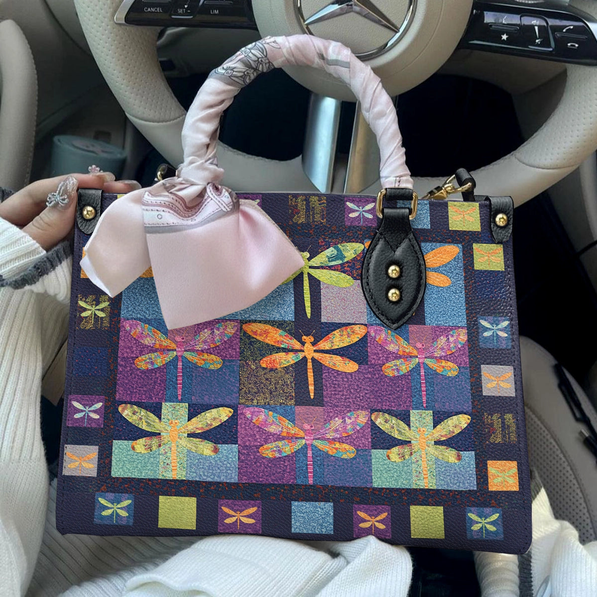 Shineful Leather Bag Dragonfly Patchwork Paradise