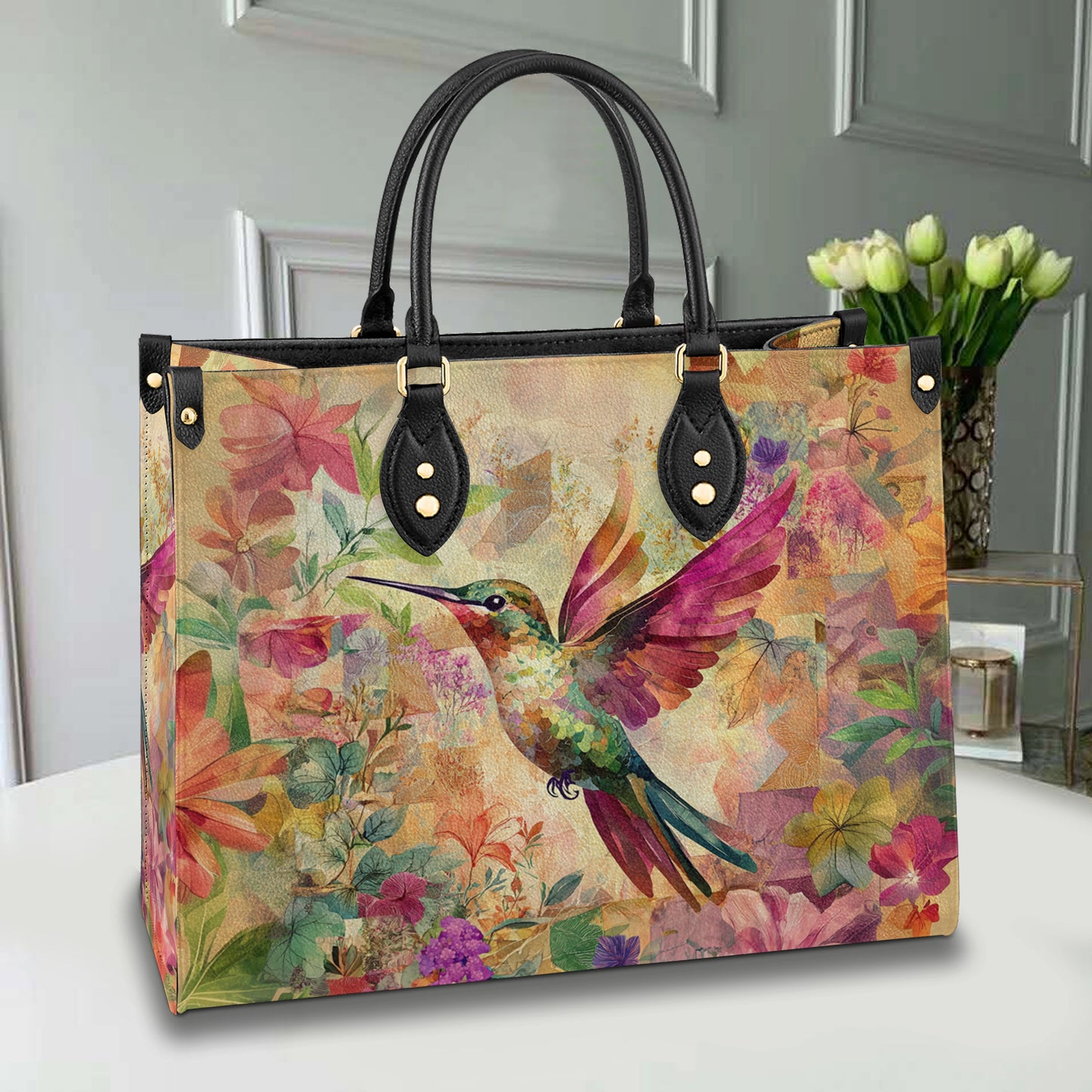 Shineful Leather Bag Hummingbird Garden