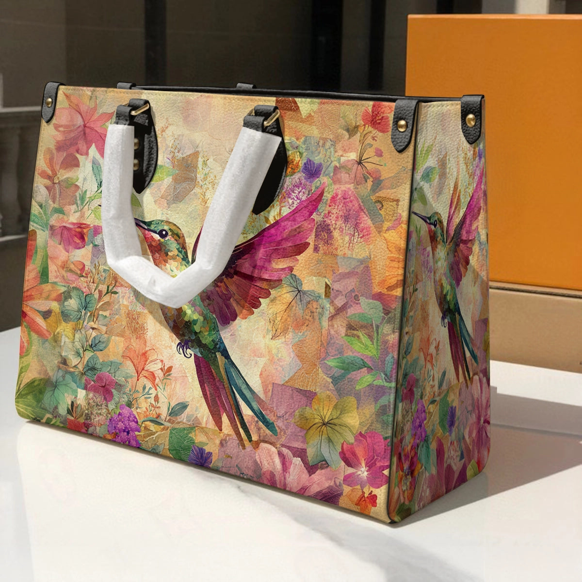 Shineful Leather Bag Hummingbird Garden