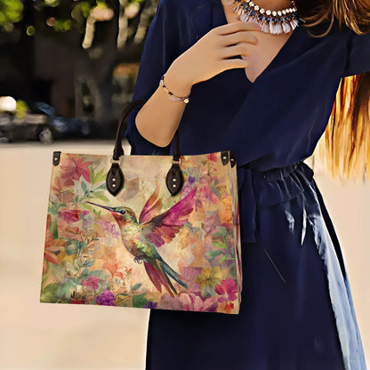 Shineful Leather Bag Hummingbird Garden